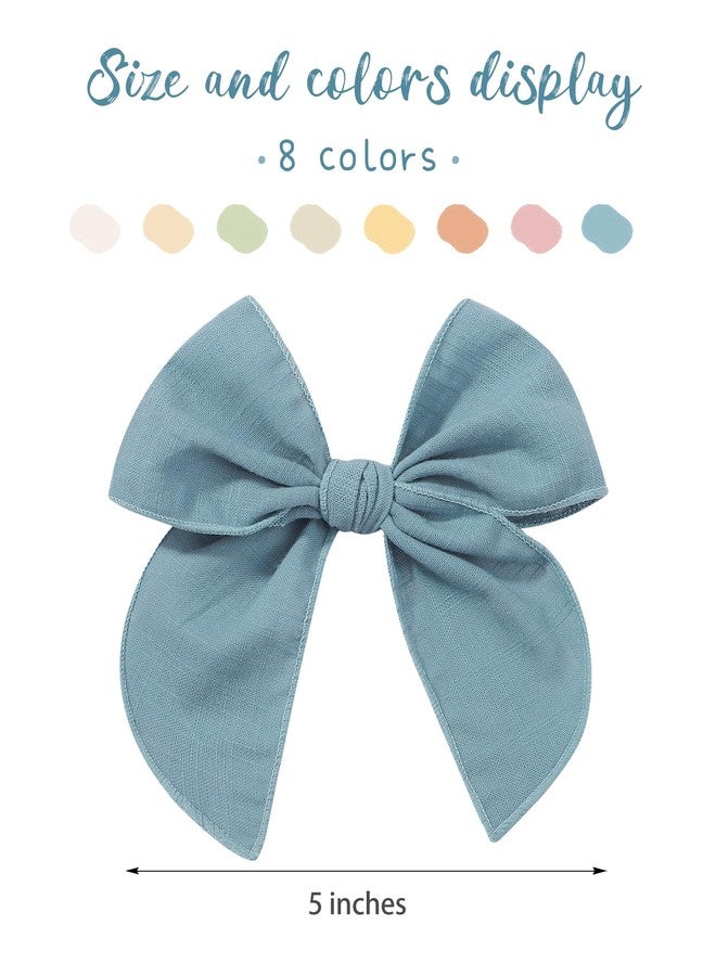 doboi 8PCS Baby Girls Hair Clips Fable Hair Bows Cotton Linen Bows for Girls Hair Accessories for Baby Toddlers Kids Child - Image 3